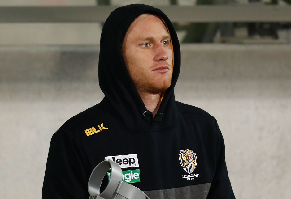 AFL 2016 Rd 11 - North Melbourne v Richmond HOBART, AUSTRALIA - JUNE 03: Nick Vlastuin of the Tigers looks on during the 2016 AFL Round 11 match between the North Melbourne Kangaroos and the Richmond Tigers at Blundstone Arena on June 3, 2016 in Hobart, Australia. (Photo by Michael Willson/AFL Media)